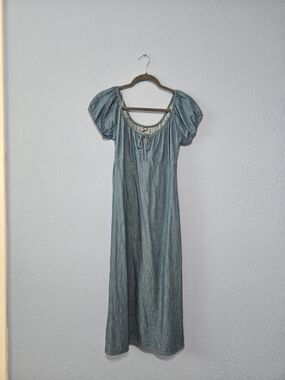 Old Navy Blue Puff-Sleeve Midi Dress